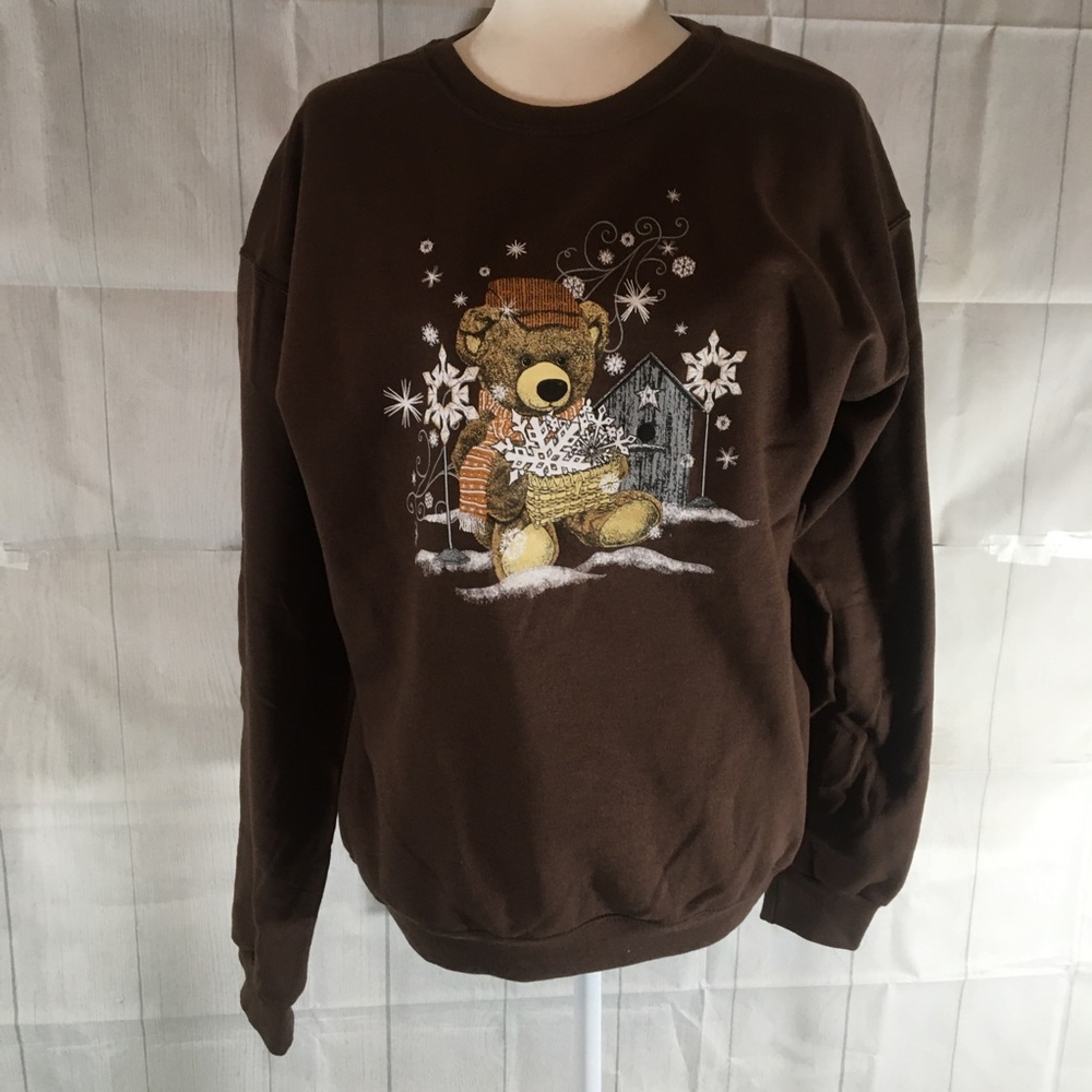 Jerzees sweatshirt lg brown pullover banded bottom
